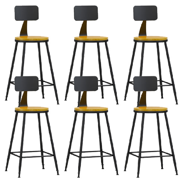 Industrial Armless Backrest Counter Stool Iron Dining Room Bar Stool with Pedal Natural 6 Piece Set Counter Stool(26"H) Clearhalo 'Bar Furniture' 'Bar Stools' 'bar_stools' 'furn' 'furn_bar_stools' 'Furniture' 'Kitchen & Dining Furniture' 6076637