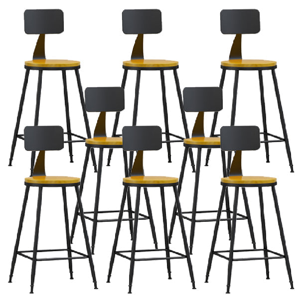 Industrial Armless Backrest Counter Stool Iron Dining Room Bar Stool with Pedal Natural 8 Piece Set Counter Stool(26"H) Clearhalo 'Bar Furniture' 'Bar Stools' 'bar_stools' 'furn' 'furn_bar_stools' 'Furniture' 'Kitchen & Dining Furniture' 6076638