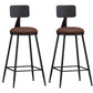 Industrial Armless Backrest Counter Stool Iron Dining Room Bar Stool with Pedal Brown 2 Piece Set Counter Stool(26"H) Clearhalo 'Bar Furniture' 'Bar Stools' 'bar_stools' 'furn' 'furn_bar_stools' 'Furniture' 'Kitchen & Dining Furniture' 6076639