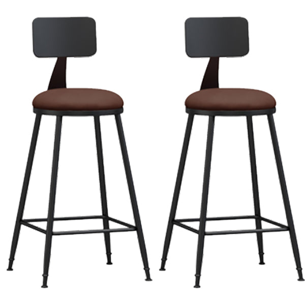 Industrial Armless Backrest Counter Stool Iron Dining Room Bar Stool with Pedal Brown 2 Piece Set Counter Stool(26"H) Clearhalo 'Bar Furniture' 'Bar Stools' 'bar_stools' 'furn' 'furn_bar_stools' 'Furniture' 'Kitchen & Dining Furniture' 6076639