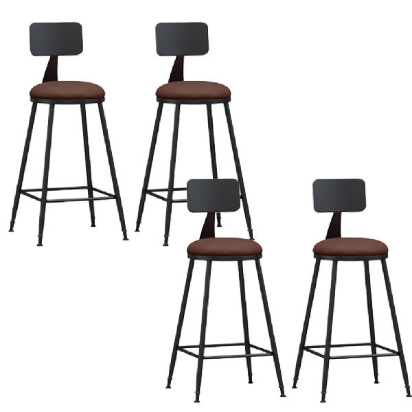 Industrial Armless Backrest Counter Stool Iron Dining Room Bar Stool with Pedal Brown 4 Piece Set Counter Stool(26"H) Clearhalo 'Bar Furniture' 'Bar Stools' 'bar_stools' 'furn' 'furn_bar_stools' 'Furniture' 'Kitchen & Dining Furniture' 6076640