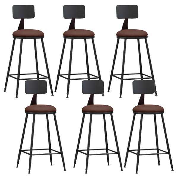 Industrial Armless Backrest Counter Stool Iron Dining Room Bar Stool with Pedal Brown 6 Piece Set Counter Stool(26"H) Clearhalo 'Bar Furniture' 'Bar Stools' 'bar_stools' 'furn' 'furn_bar_stools' 'Furniture' 'Kitchen & Dining Furniture' 6076641