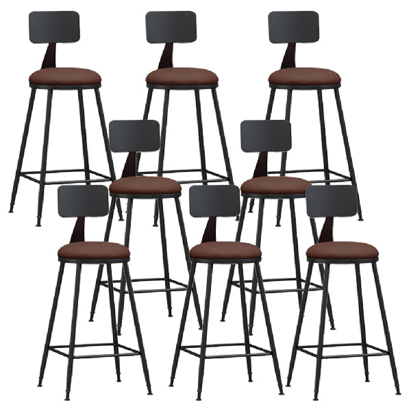 Industrial Armless Backrest Counter Stool Iron Dining Room Bar Stool with Pedal Brown 8 Piece Set Counter Stool(26"H) Clearhalo 'Bar Furniture' 'Bar Stools' 'bar_stools' 'furn' 'furn_bar_stools' 'Furniture' 'Kitchen & Dining Furniture' 6076642