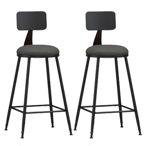 Industrial Armless Backrest Counter Stool Iron Dining Room Bar Stool with Pedal Grey 2 Piece Set Counter Stool(26"H) Clearhalo 'Bar Furniture' 'Bar Stools' 'bar_stools' 'furn' 'furn_bar_stools' 'Furniture' 'Kitchen & Dining Furniture' 6076643