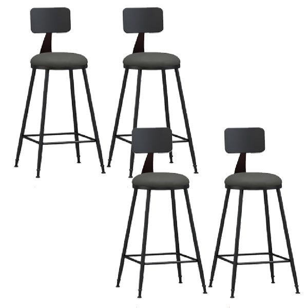 Industrial Armless Backrest Counter Stool Iron Dining Room Bar Stool with Pedal Grey 4 Piece Set Counter Stool(26"H) Clearhalo 'Bar Furniture' 'Bar Stools' 'bar_stools' 'furn' 'furn_bar_stools' 'Furniture' 'Kitchen & Dining Furniture' 6076644