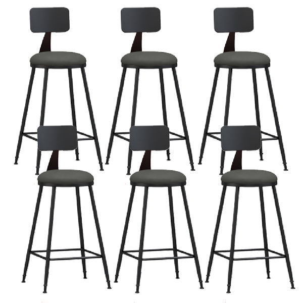 Industrial Armless Backrest Counter Stool Iron Dining Room Bar Stool with Pedal Grey 6 Piece Set Counter Stool(26"H) Clearhalo 'Bar Furniture' 'Bar Stools' 'bar_stools' 'furn' 'furn_bar_stools' 'Furniture' 'Kitchen & Dining Furniture' 6076645