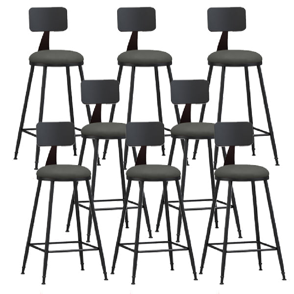 Industrial Armless Backrest Counter Stool Iron Dining Room Bar Stool with Pedal Grey 8 Piece Set Counter Stool(26"H) Clearhalo 'Bar Furniture' 'Bar Stools' 'bar_stools' 'furn' 'furn_bar_stools' 'Furniture' 'Kitchen & Dining Furniture' 6076646