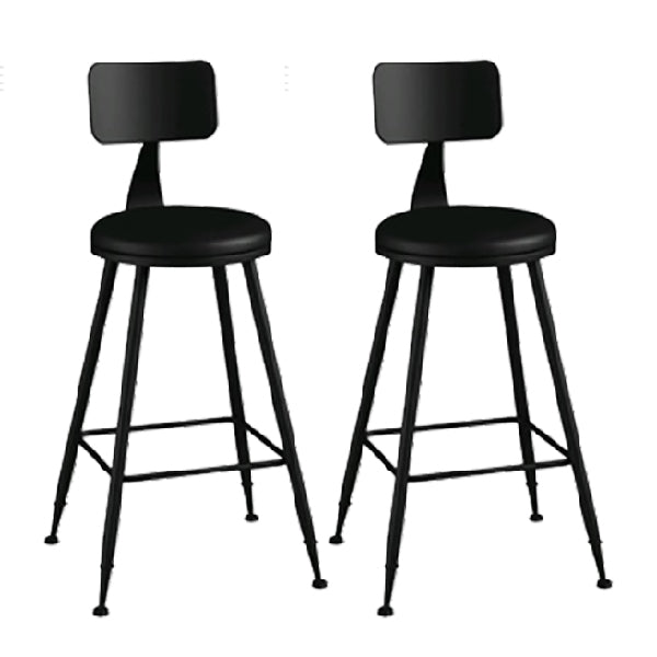 Industrial Armless Backrest Counter Stool Iron Dining Room Bar Stool with Pedal Black 2 Piece Set Counter Stool(26"H) Clearhalo 'Bar Furniture' 'Bar Stools' 'bar_stools' 'furn' 'furn_bar_stools' 'Furniture' 'Kitchen & Dining Furniture' 6076647