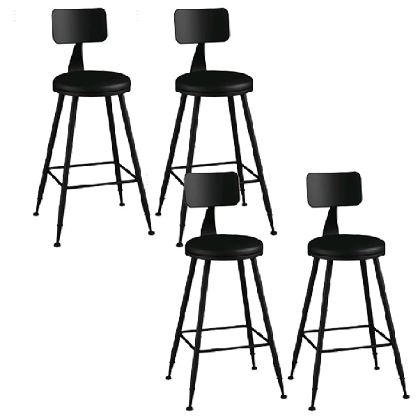 Industrial Armless Backrest Counter Stool Iron Dining Room Bar Stool with Pedal Black 4 Piece Set Counter Stool(26"H) Clearhalo 'Bar Furniture' 'Bar Stools' 'bar_stools' 'furn' 'furn_bar_stools' 'Furniture' 'Kitchen & Dining Furniture' 6076648