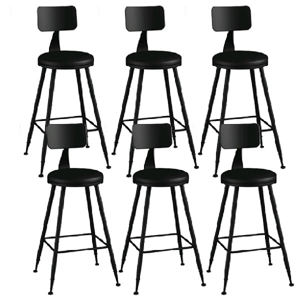 Industrial Armless Backrest Counter Stool Iron Dining Room Bar Stool with Pedal Black 6 Piece Set Counter Stool(26"H) Clearhalo 'Bar Furniture' 'Bar Stools' 'bar_stools' 'furn' 'furn_bar_stools' 'Furniture' 'Kitchen & Dining Furniture' 6076649