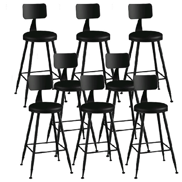 Industrial Armless Backrest Counter Stool Iron Dining Room Bar Stool with Pedal Black 8 Piece Set Counter Stool(26"H) Clearhalo 'Bar Furniture' 'Bar Stools' 'bar_stools' 'furn' 'furn_bar_stools' 'Furniture' 'Kitchen & Dining Furniture' 6076650