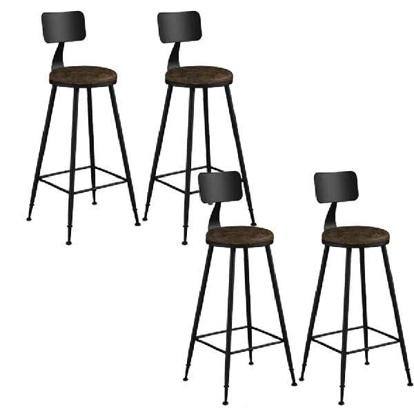 Industrial Armless Backrest Counter Stool Iron Dining Room Bar Stool with Pedal Tan 4 Piece Set Counter Stool(26"H) Clearhalo 'Bar Furniture' 'Bar Stools' 'bar_stools' 'furn' 'furn_bar_stools' 'Furniture' 'Kitchen & Dining Furniture' 6076652