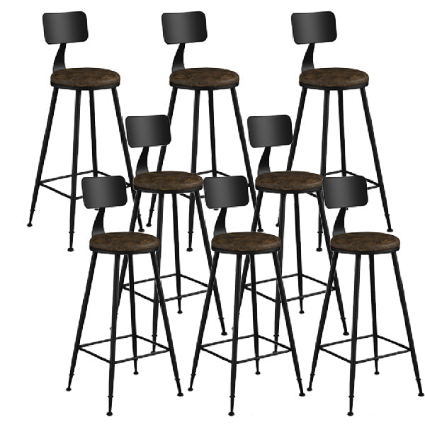 Industrial Armless Backrest Counter Stool Iron Dining Room Bar Stool with Pedal Tan 8 Piece Set Counter Stool(26"H) Clearhalo 'Bar Furniture' 'Bar Stools' 'bar_stools' 'furn' 'furn_bar_stools' 'Furniture' 'Kitchen & Dining Furniture' 6076654