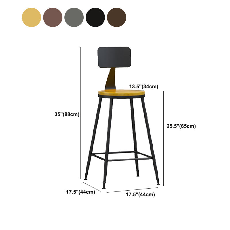 Industrial Armless Backrest Counter Stool Iron Dining Room Bar Stool with Pedal Clearhalo 'Bar Furniture' 'Bar Stools' 'bar_stools' 'furn' 'furn_bar_stools' 'Furniture' 'Kitchen & Dining Furniture' 6076657