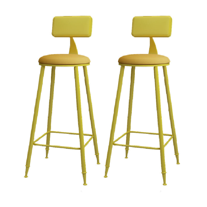 Modern Round Counter Stool Coffee Shop Leather and Metal Counter-height Stool