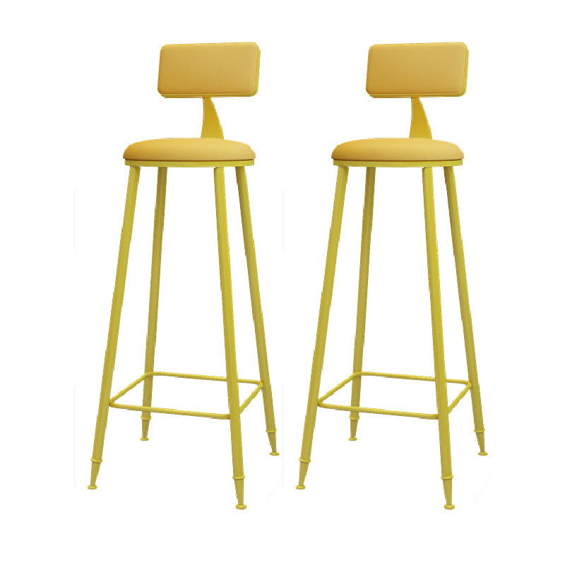 Modern Round Counter Stool Coffee Shop Leather and Metal Counter-height Stool