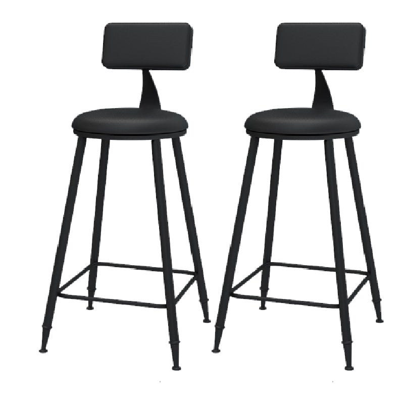 Modern Round Counter Stool Coffee Shop Leather and Metal Counter-height Stool