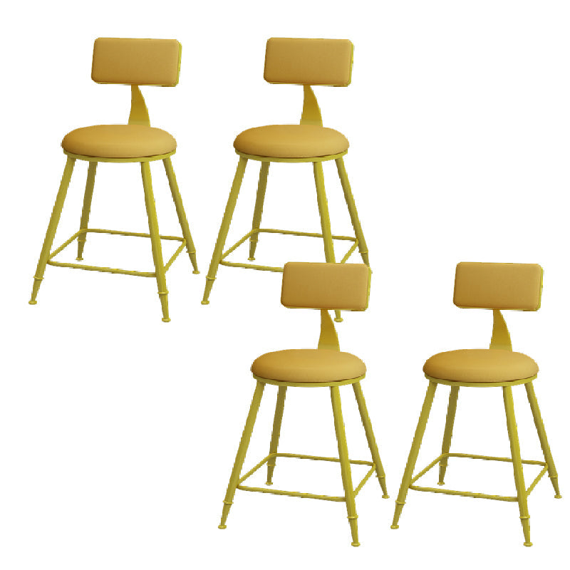 Modern Round Counter Stool Coffee Shop Leather and Metal Counter-height Stool