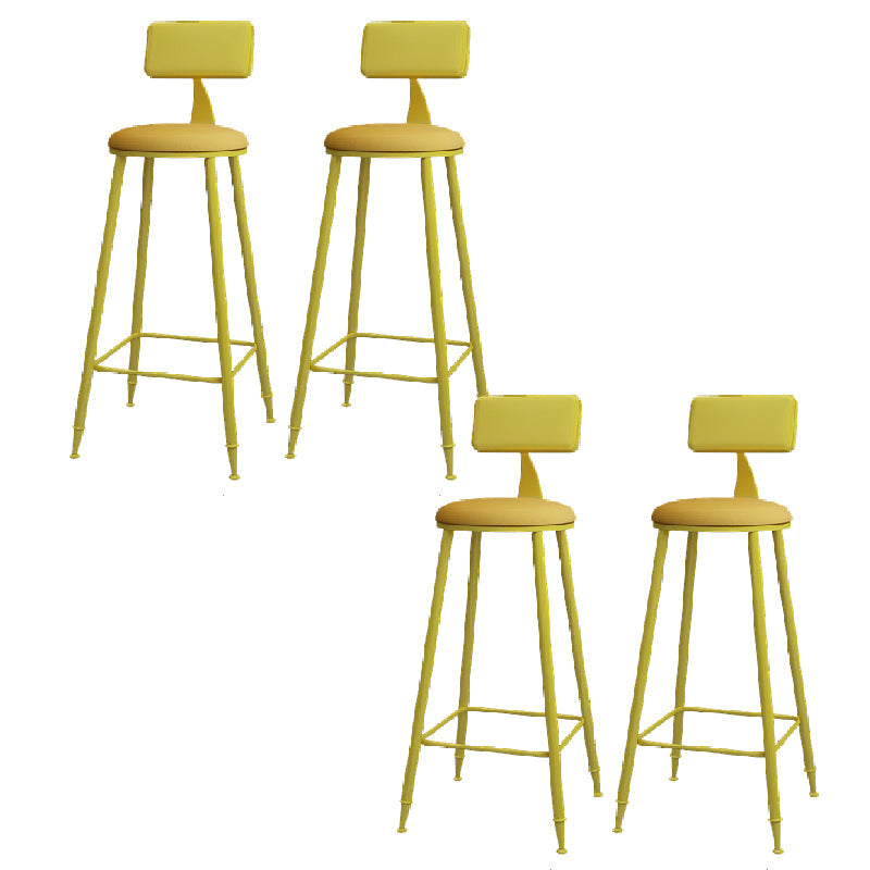 Modern Round Counter Stool Coffee Shop Leather and Metal Counter-height Stool