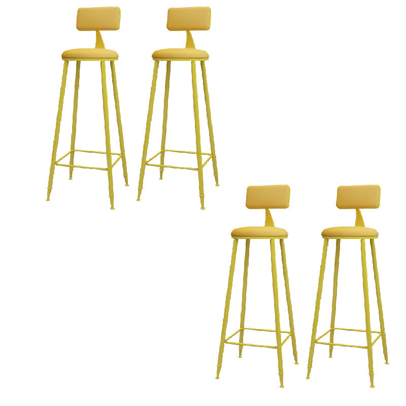 Modern Round Counter Stool Coffee Shop Leather and Metal Counter-height Stool