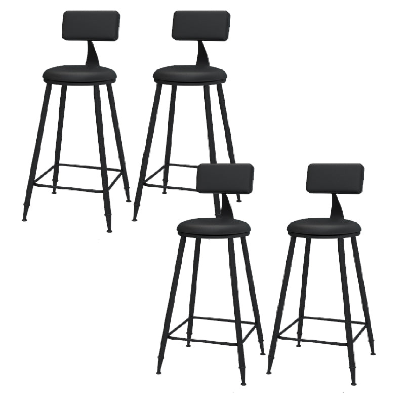 Modern Round Counter Stool Coffee Shop Leather and Metal Counter-height Stool