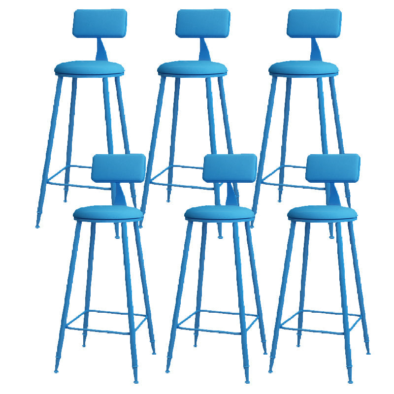 Modern Round Counter Stool Coffee Shop Leather and Metal Counter-height Stool