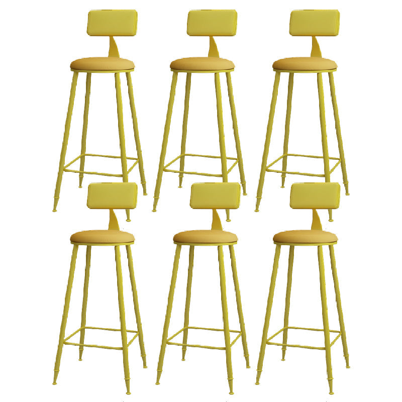 Modern Round Counter Stool Coffee Shop Leather and Metal Counter-height Stool