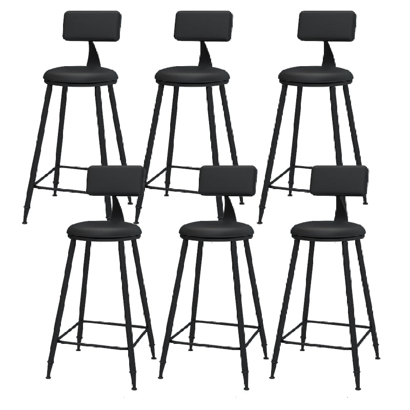 Modern Round Counter Stool Coffee Shop Leather and Metal Counter-height Stool