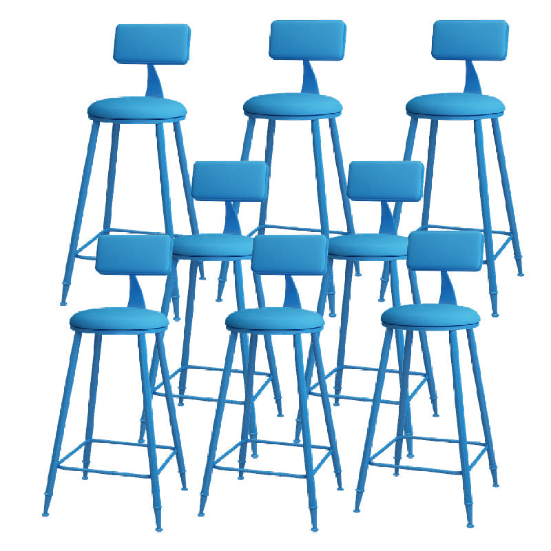 Modern Round Counter Stool Coffee Shop Leather and Metal Counter-height Stool