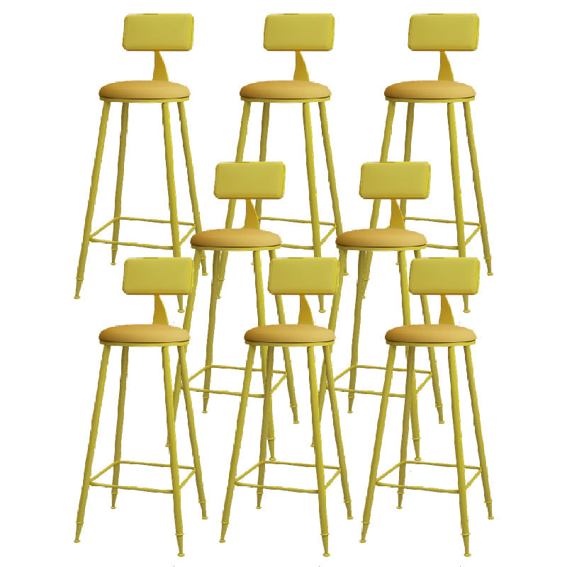 Modern Round Counter Stool Coffee Shop Leather and Metal Counter-height Stool