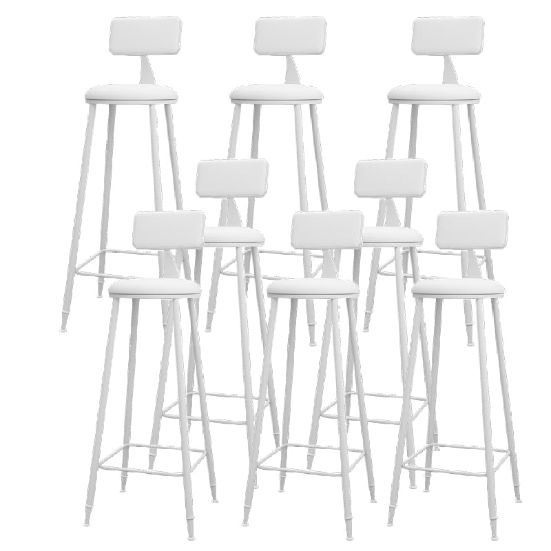 Modern Round Counter Stool Coffee Shop Leather and Metal Counter-height Stool