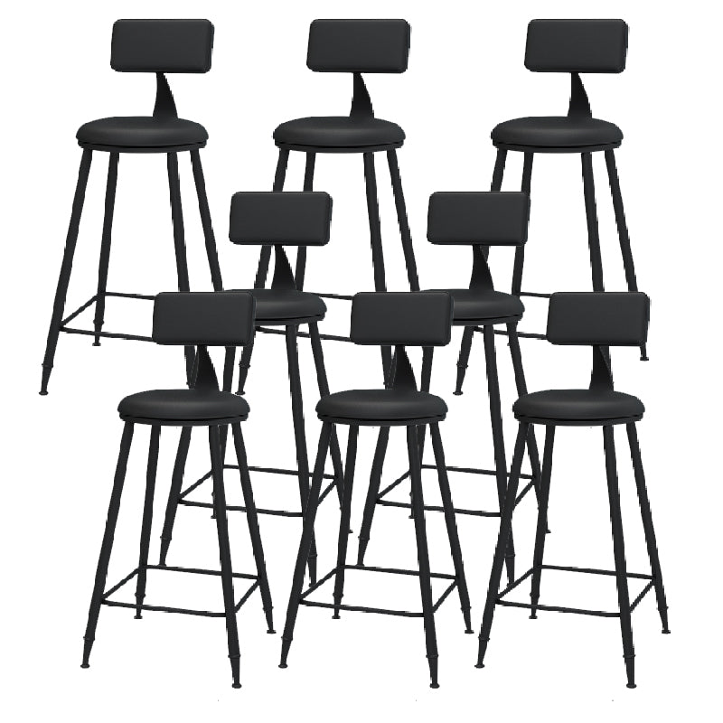 Modern Round Counter Stool Coffee Shop Leather and Metal Counter-height Stool