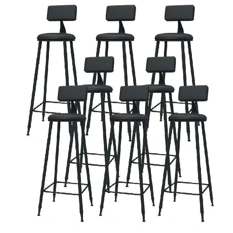 Modern Round Counter Stool Coffee Shop Leather and Metal Counter-height Stool