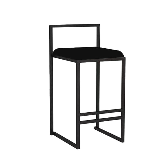 Indoor Counter Stool Nordic Metal Low Back Bar Stool with Upholstered Black 1 Piece