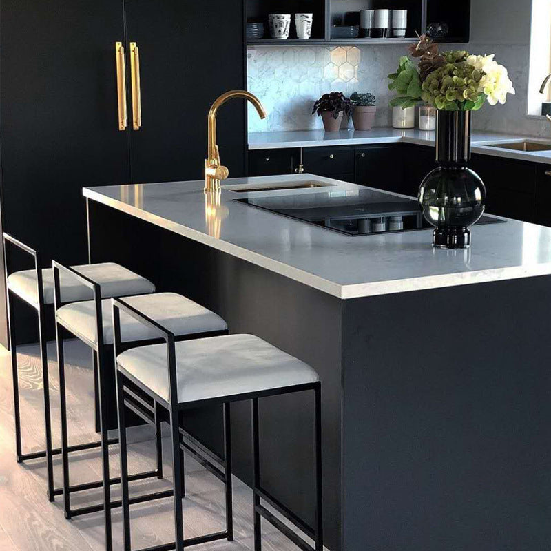 Indoor Counter Stool Nordic Metal Low Back Bar Stool with Upholstered