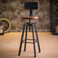 Modern Armless Counter Stool Iron Bar Stool with Wooden Seat and Pedal Black With Back 1 Piece Clearhalo 'Bar Furniture' 'Bar Stools' 'bar_stools' 'furn' 'furn_bar_stools' 'Furniture' 'Kitchen & Dining Furniture' 6076900