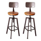 Modern Armless Counter Stool Iron Bar Stool with Wooden Seat and Pedal Coppery With Back 2 Piece Set Clearhalo 'Bar Furniture' 'Bar Stools' 'bar_stools' 'furn' 'furn_bar_stools' 'Furniture' 'Kitchen & Dining Furniture' 6076909