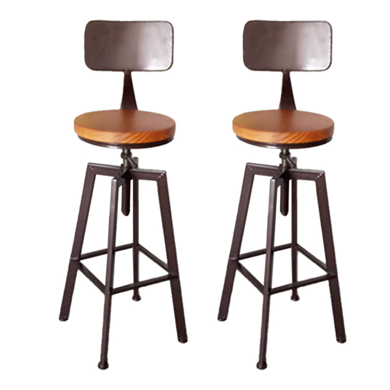 Modern Armless Counter Stool Iron Bar Stool with Wooden Seat and Pedal Coppery With Back 2 Piece Set Clearhalo 'Bar Furniture' 'Bar Stools' 'bar_stools' 'furn' 'furn_bar_stools' 'Furniture' 'Kitchen & Dining Furniture' 6076909