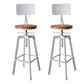 Modern Armless Counter Stool Iron Bar Stool with Wooden Seat and Pedal White With Back 2 Piece Set Clearhalo 'Bar Furniture' 'Bar Stools' 'bar_stools' 'furn' 'furn_bar_stools' 'Furniture' 'Kitchen & Dining Furniture' 6076910