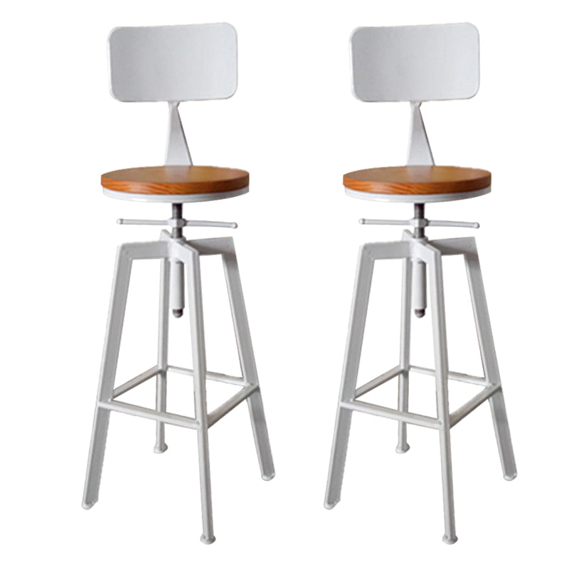 Modern Armless Counter Stool Iron Bar Stool with Wooden Seat and Pedal White With Back 2 Piece Set Clearhalo 'Bar Furniture' 'Bar Stools' 'bar_stools' 'furn' 'furn_bar_stools' 'Furniture' 'Kitchen & Dining Furniture' 6076910