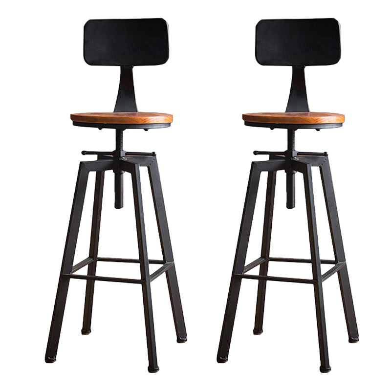 Modern Armless Counter Stool Iron Bar Stool with Wooden Seat and Pedal Black With Back 2 Piece Set Clearhalo 'Bar Furniture' 'Bar Stools' 'bar_stools' 'furn' 'furn_bar_stools' 'Furniture' 'Kitchen & Dining Furniture' 6076913