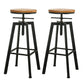 Modern Armless Counter Stool Iron Bar Stool with Wooden Seat and Pedal Black Backless 2 Piece Set Clearhalo 'Bar Furniture' 'Bar Stools' 'bar_stools' 'furn' 'furn_bar_stools' 'Furniture' 'Kitchen & Dining Furniture' 6076917