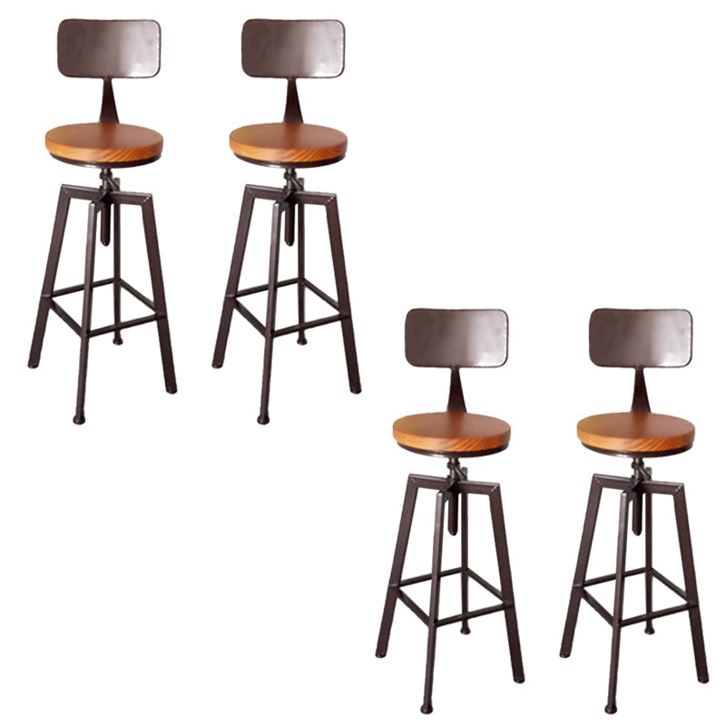Modern Armless Counter Stool Iron Bar Stool with Wooden Seat and Pedal Coppery With Back 4 Piece Set Clearhalo 'Bar Furniture' 'Bar Stools' 'bar_stools' 'furn' 'furn_bar_stools' 'Furniture' 'Kitchen & Dining Furniture' 6076920