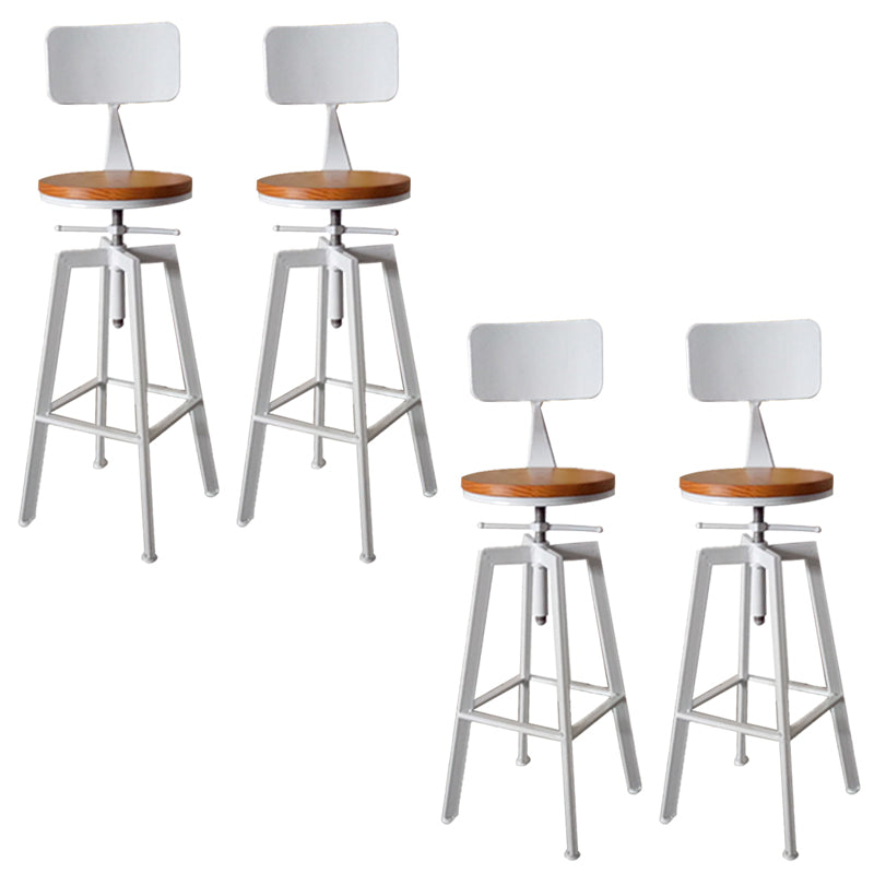 Modern Armless Counter Stool Iron Bar Stool with Wooden Seat and Pedal White With Back 4 Piece Set Clearhalo 'Bar Furniture' 'Bar Stools' 'bar_stools' 'furn' 'furn_bar_stools' 'Furniture' 'Kitchen & Dining Furniture' 6076921
