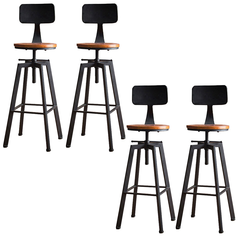 Modern Armless Counter Stool Iron Bar Stool with Wooden Seat and Pedal Black With Back 4 Piece Set Clearhalo 'Bar Furniture' 'Bar Stools' 'bar_stools' 'furn' 'furn_bar_stools' 'Furniture' 'Kitchen & Dining Furniture' 6076922