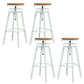 Modern Armless Counter Stool Iron Bar Stool with Wooden Seat and Pedal White Backless 4 Piece Set Clearhalo 'Bar Furniture' 'Bar Stools' 'bar_stools' 'furn' 'furn_bar_stools' 'Furniture' 'Kitchen & Dining Furniture' 6076923