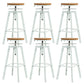 Modern Armless Counter Stool Iron Bar Stool with Wooden Seat and Pedal White Backless 6 Piece Set Clearhalo 'Bar Furniture' 'Bar Stools' 'bar_stools' 'furn' 'furn_bar_stools' 'Furniture' 'Kitchen & Dining Furniture' 6076929