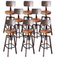 Modern Armless Counter Stool Iron Bar Stool with Wooden Seat and Pedal Coppery With Back 8 Piece Set Clearhalo 'Bar Furniture' 'Bar Stools' 'bar_stools' 'furn' 'furn_bar_stools' 'Furniture' 'Kitchen & Dining Furniture' 6076932