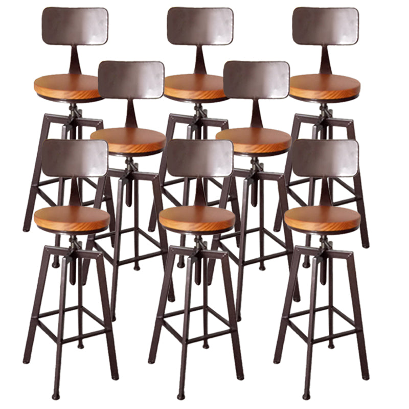 Modern Armless Counter Stool Iron Bar Stool with Wooden Seat and Pedal Coppery With Back 8 Piece Set Clearhalo 'Bar Furniture' 'Bar Stools' 'bar_stools' 'furn' 'furn_bar_stools' 'Furniture' 'Kitchen & Dining Furniture' 6076932