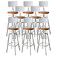 Modern Armless Counter Stool Iron Bar Stool with Wooden Seat and Pedal White With Back 8 Piece Set Clearhalo 'Bar Furniture' 'Bar Stools' 'bar_stools' 'furn' 'furn_bar_stools' 'Furniture' 'Kitchen & Dining Furniture' 6076933